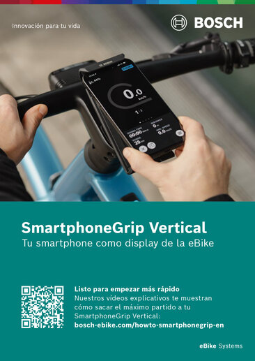 El SmartphoneGrip Vertical está colocado en el manillar de tu bici y te muestra la pantalla de conducción.
