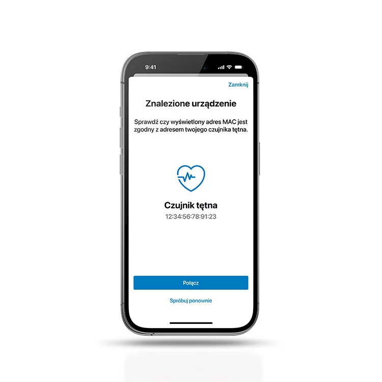Odizolowany smartfon z otwartą aplikacja eBike Flow podczas pomiaru tętna.