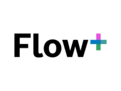 The Flow+ logo, the premium subscription for the eBike Flow app, features the black flow lettering, followed by a plus sign made of colorful pixels.