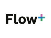 The Flow+ logo, the premium subscription for the eBike Flow app, features the black flow lettering, followed by a plus sign made of colorful pixels.