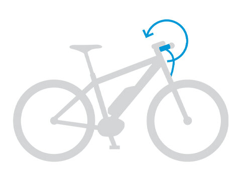 Representación gráfica de una eBike con énfasis en el manillar giratorio.