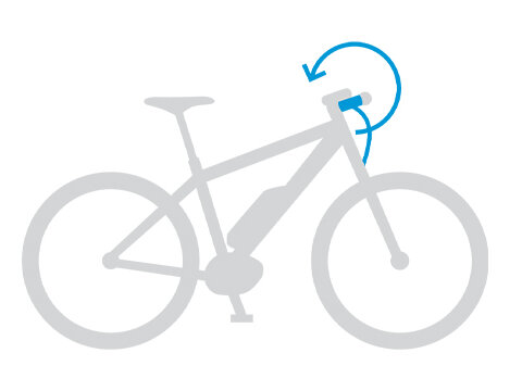 Rappresentazione grafica di un eBike con evidenziazione del manubrio girevole.