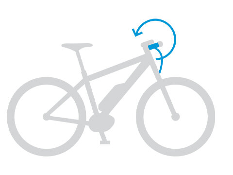 Grafische Darstellung eines eBikes mit markierter Darstellung des Drehgriffes.