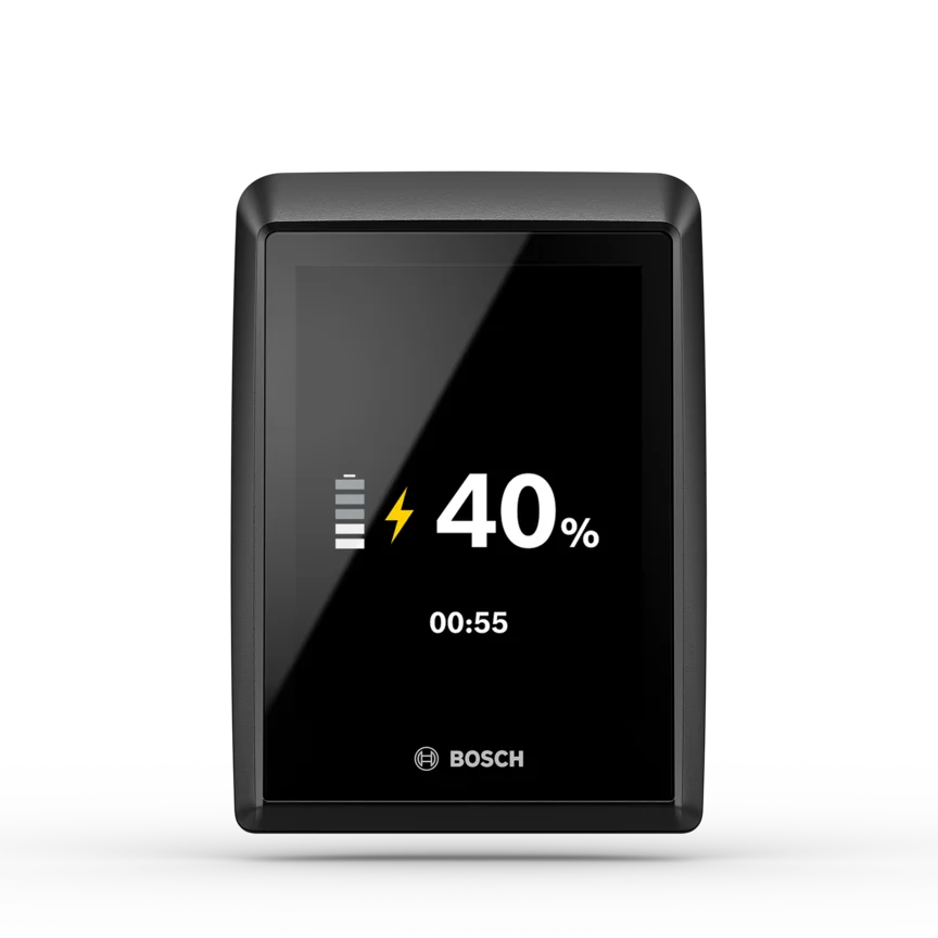 Kiox 500 découpé en charge. Outre un graphique de la batterie et du flash, vous pouvez lire le niveau actuel de la batterie « 40 % » ainsi que le temps de charge restant « 00:55 ».