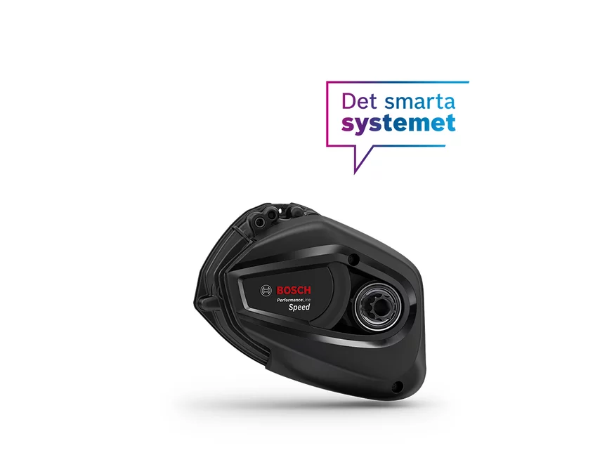 Performance Line Speed avbildad mot en vit bakgrund med pratbubblan "Det smarta systemet".