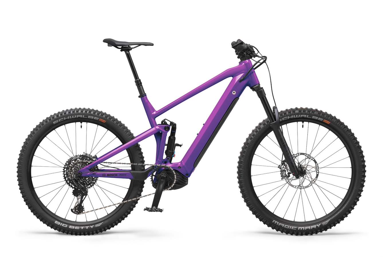 Un VTT à assistance électrique  violet exempté.