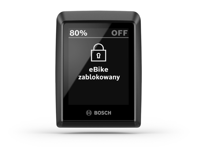 Izolowany panel Kiox 300 z komunikatem "eBike zablokowane".