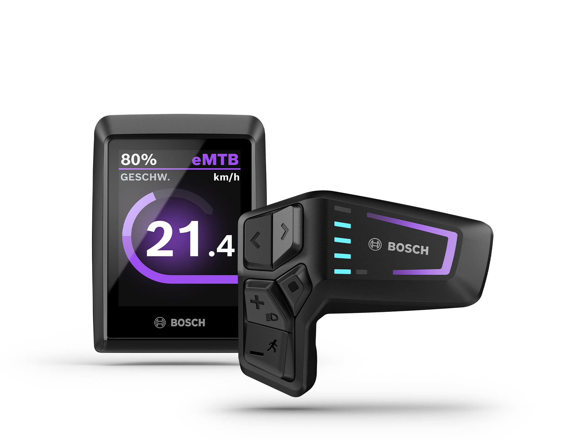 Kiox 300 und LED Remote freigestellt nebeneinander.