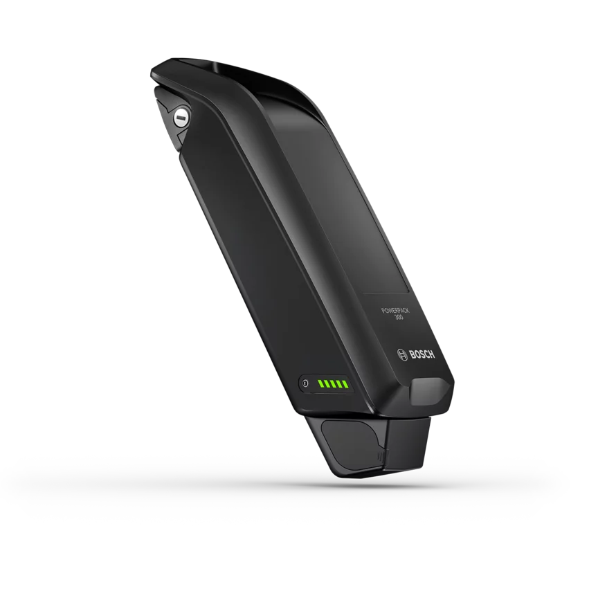 Batería de eBike PowerPack 300 recortada sobre fondo blanco.