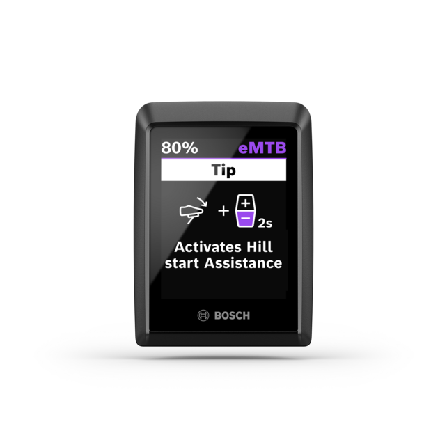 Cropped Kiox 300 showing a tip on how to start hill start assist.