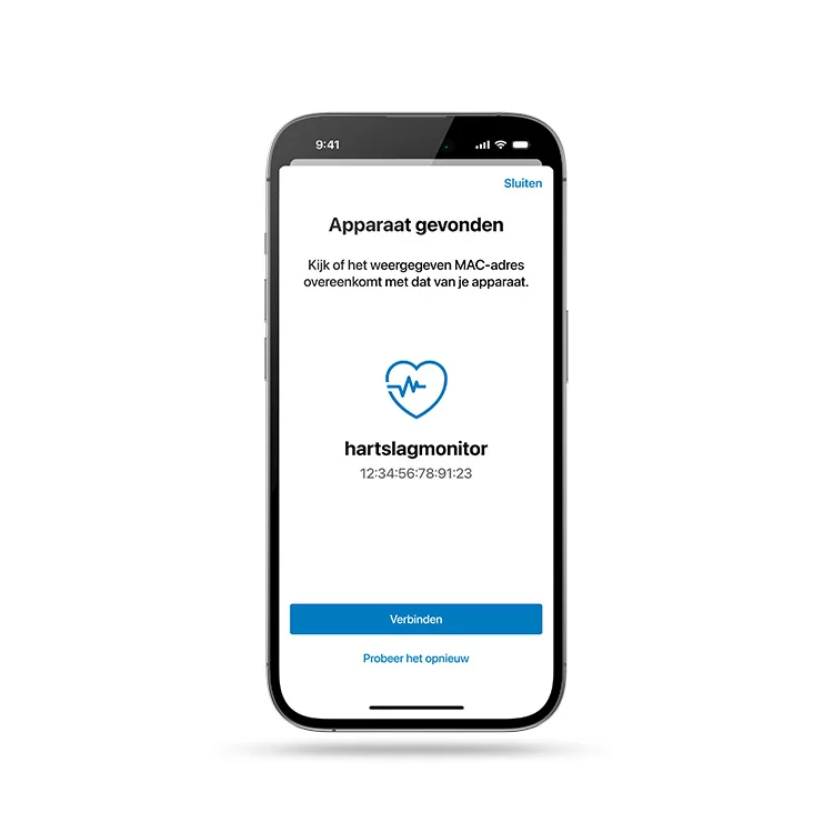 Op een losgekoppelde smartphone wordt de optie weergegeven om een hartslagmeter te koppelen.