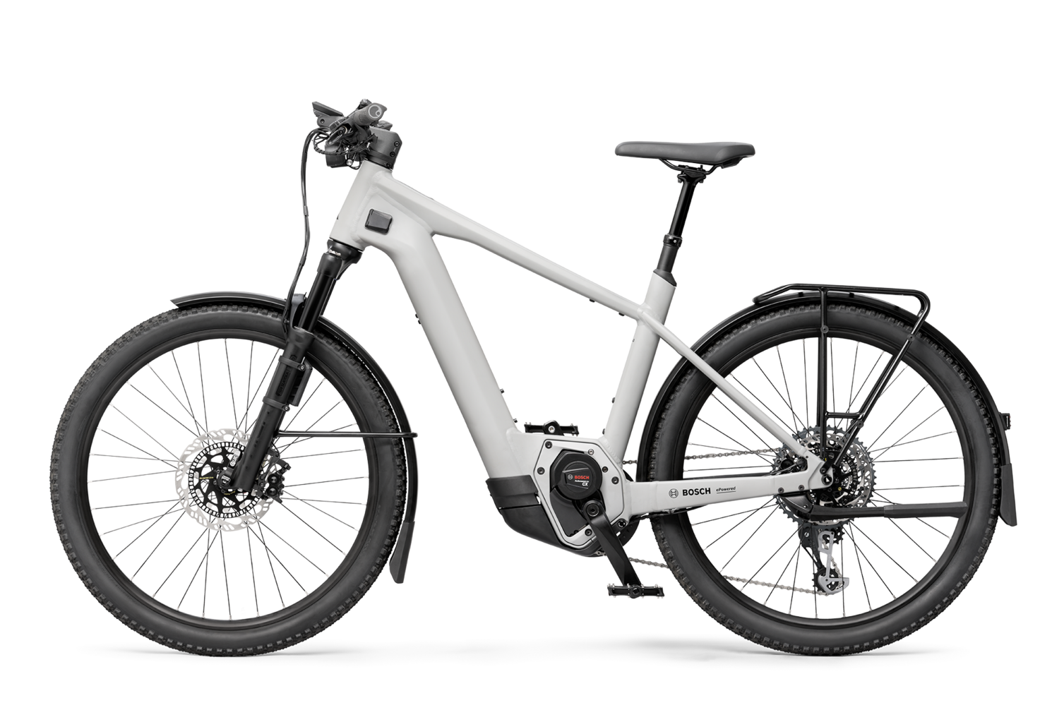 Een geïsoleerde witte eBike.