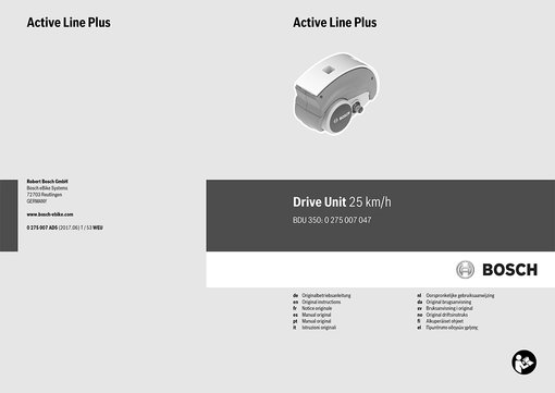 Bedienungsanleitung für eBike Drive Unit Active Line Plus