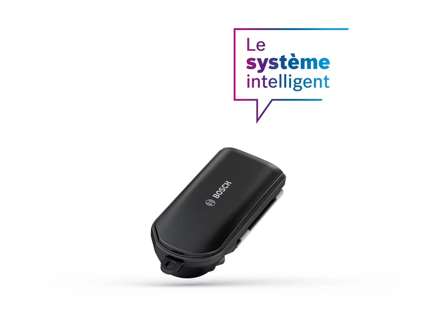 Affichage recadré du Connect Module sur fond blanc avec une bulle de parole « Le système intelligent ».