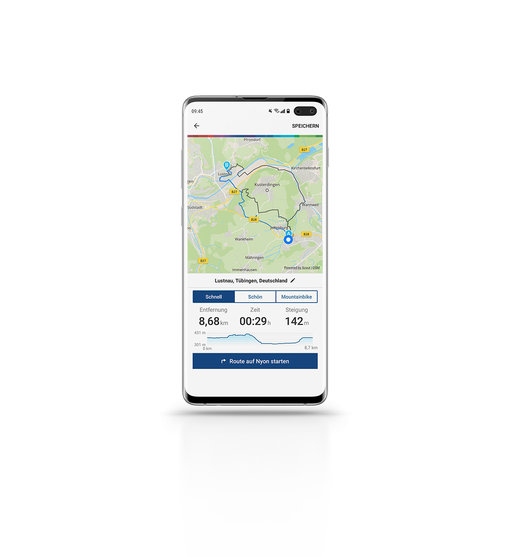 Ein Smartphone mit der eBike Connect App