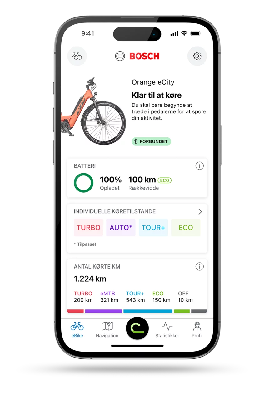 Startskærmen for eBike Flow-app til IOS isoleret på en smartphone.