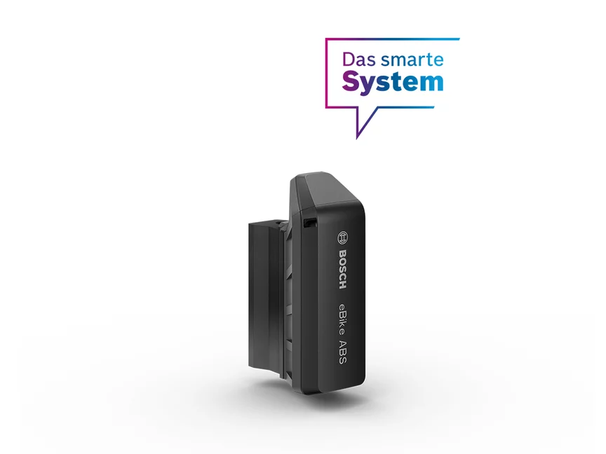 Bosch eBike ABS freigestellt mit Sprechblase 'Das smarte System' auf weißem Hintergrund.