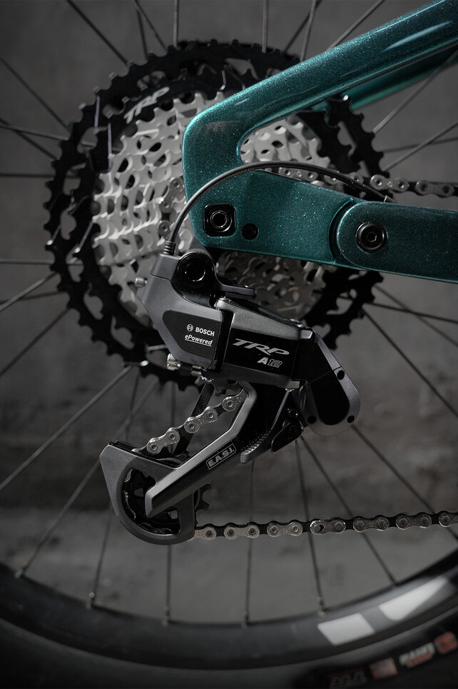 Gros plan d’une eBike Kassette avec TRP Schaltwerk.