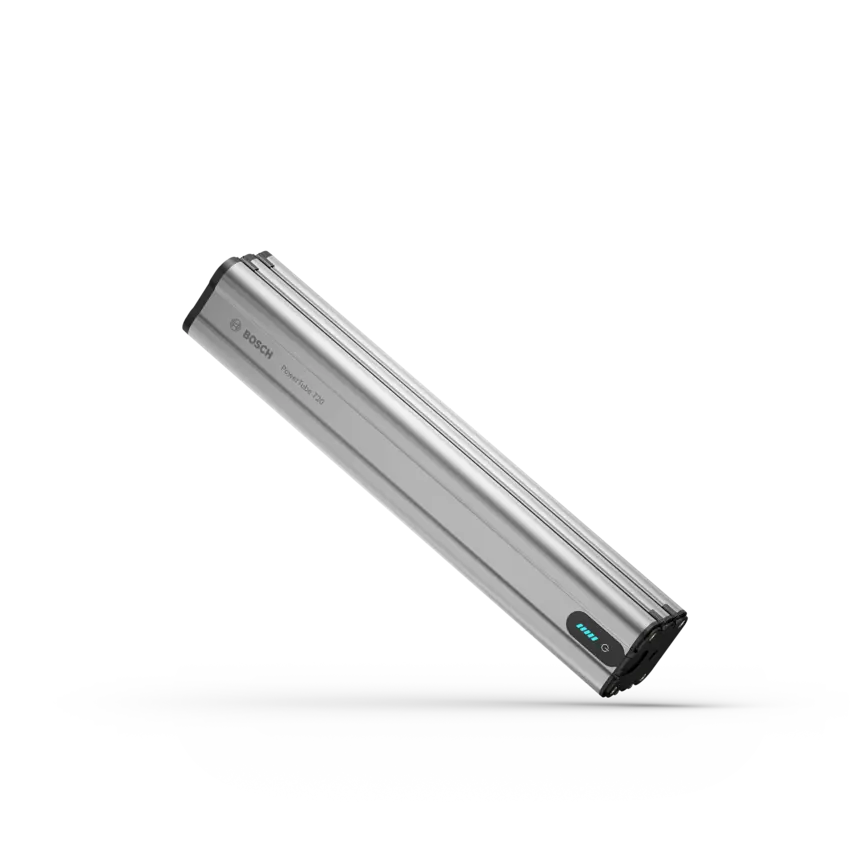 Bosch eBike battery (PowerTube 720) with gray print.
