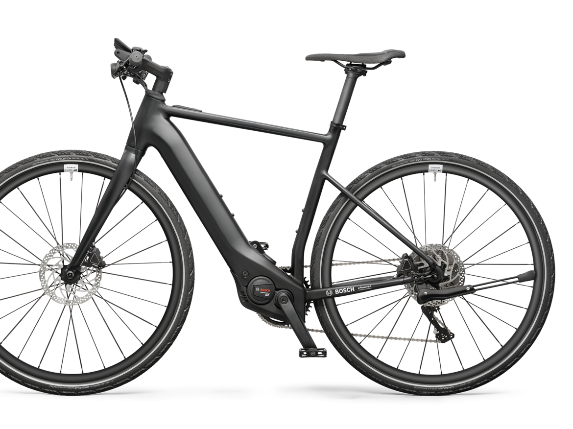 Ein schwarzes freigestelltes eUrban Bike.