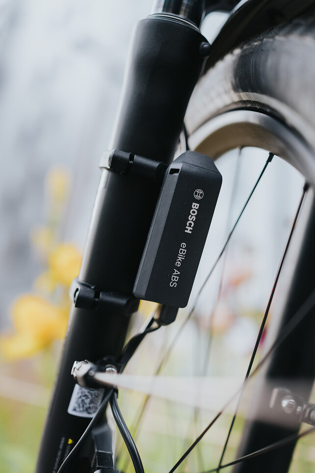 Close-up of a Bosch eBike ABS on an eBike.