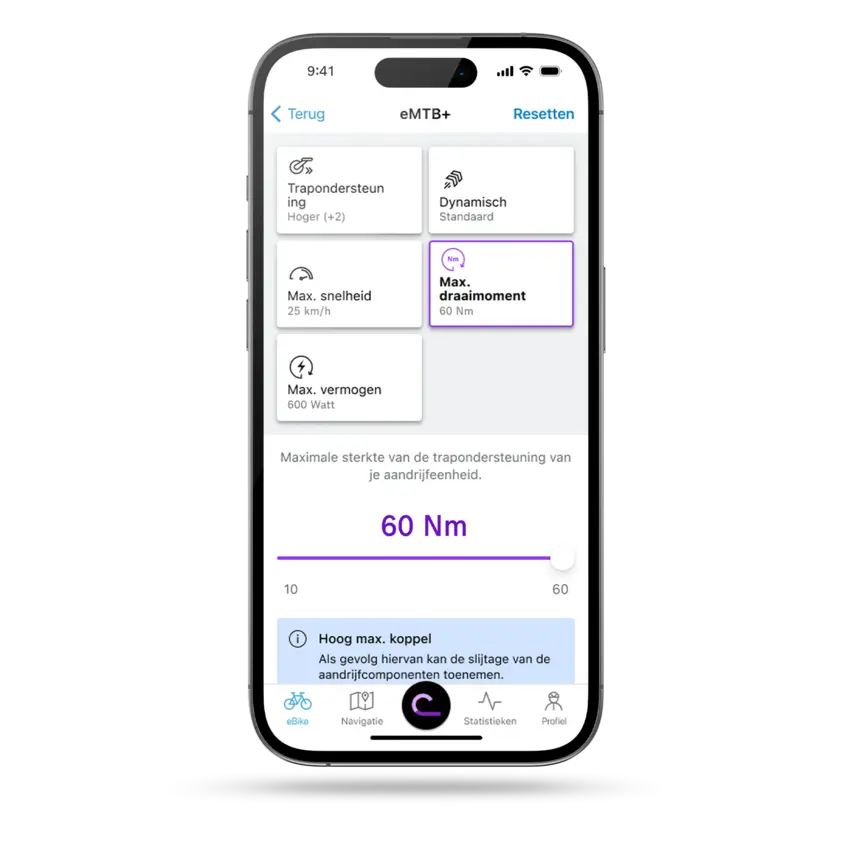 Schermopname van de smartphone display met de opties en instellingen van het vermogen.
