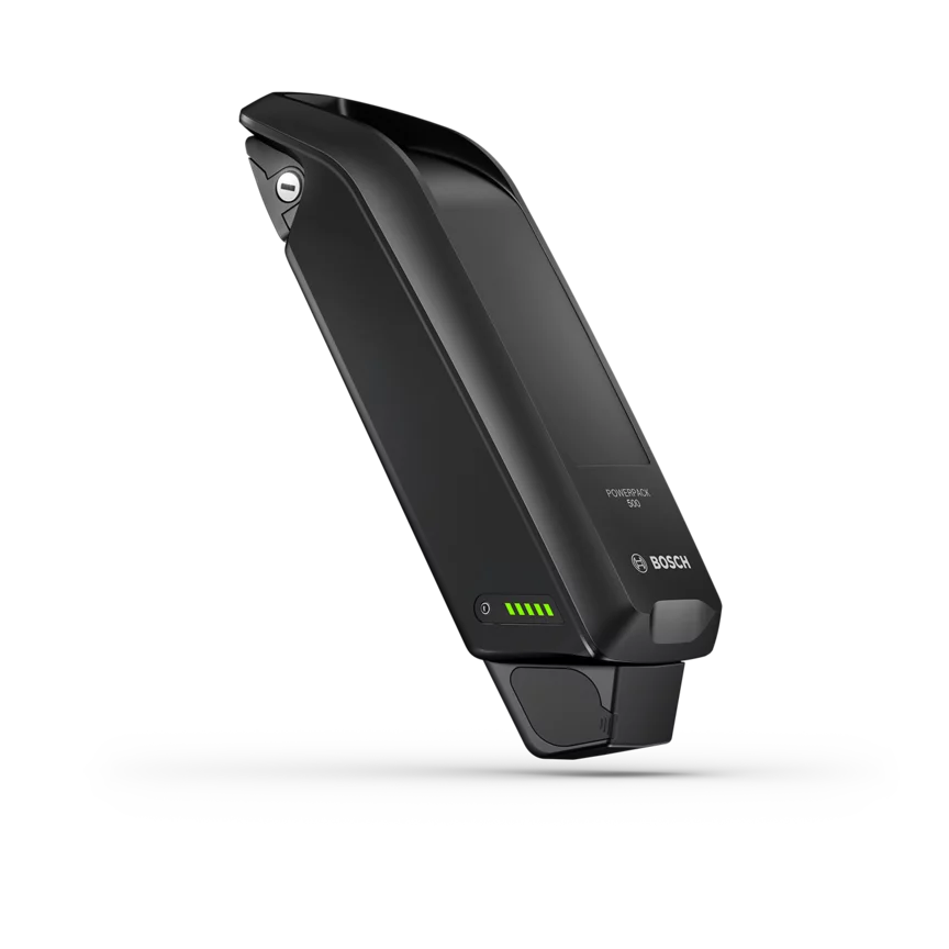 eBike-accu PowerPack 500 vrijstaand op een witte achtergrond.