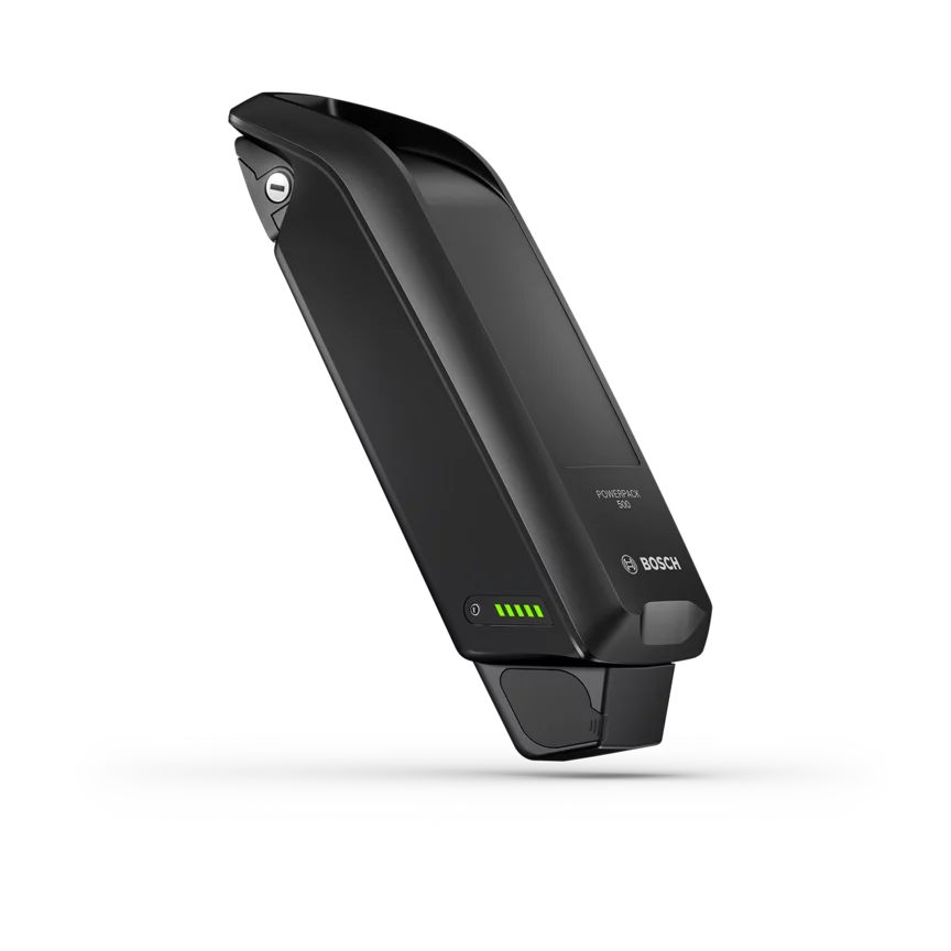 The eBike battery PowerPack 500 isolated on a white background.