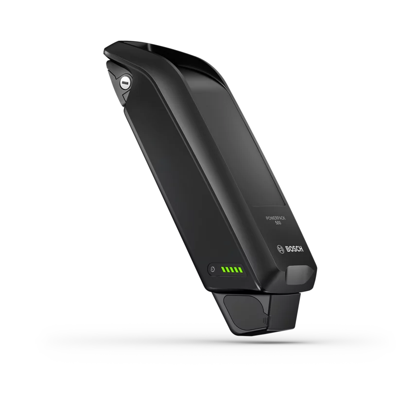eBike Akku PowerPack 500 freigestellt auf weißem Hintergrund.