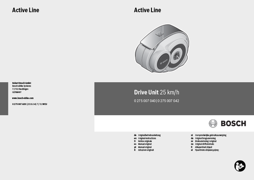 Bedienungsanleitung eBike Drive Unit Active Line Modelljahr 2017