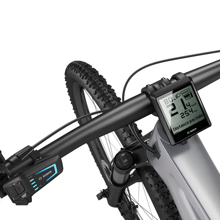 Diversi modi per fissare un Intuvia 100 al manubrio di una bicicletta, ritagliato e su sfondo bianco.