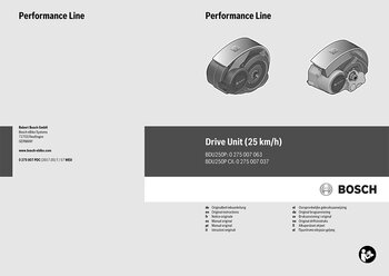Bedienungsanleitung eBike Drive Unit Performance Line Modelljahr 2018