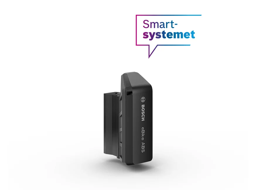 Bosch eBike ABS er frigjort med tankeboble "Det smarte systemet" på hvit bakgrunn.