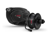 eBike motor Performance Line CX 384Y isolated on white background and the Bosch eBike Hub Line MY27.