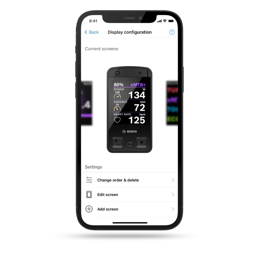 Screenshot of a smartphone display showing the navigation in the eBike Flow app, including map, route summary, and route guidance settings.