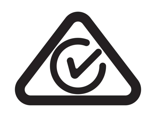 A triangle with a black outline. Inside the triangle, a checkmark with a black outline.