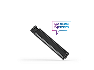 Freigestellte CompactTube 400 mit Sprechblase "Das smarte System" auf weißem Hintergrund.