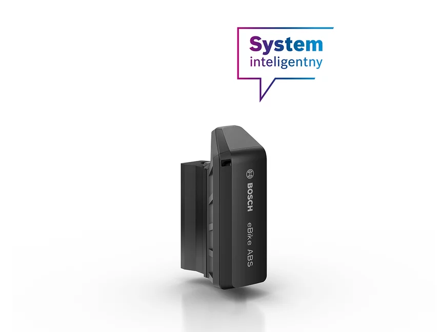 Bosch eBike ABS na białym tle z chmurką „Inteligentny system”.
