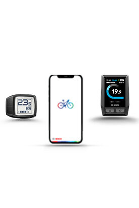 Cropped representation of Bosch eBike displays and apps from the model year 22.