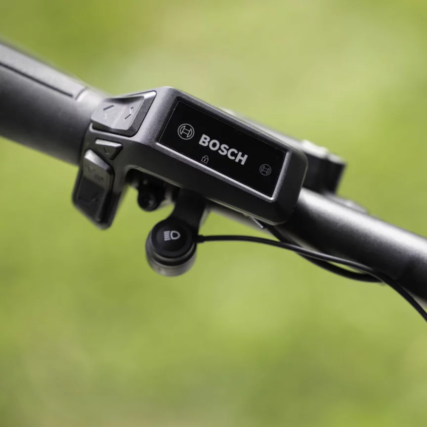Close-up of a Purion 200 indicating that the eBike is locked.