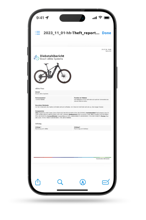 Das Bosch Kiox 300 Display zeigt die aktivierte eBike Lock Funktion an. Auf dem Bildschirm ist ein großes Schloss-Symbol zu sehen, darunter der Schriftzug eBike gesperrt. Oben links wird der Akkustand von 80 Prozent angezeigt.