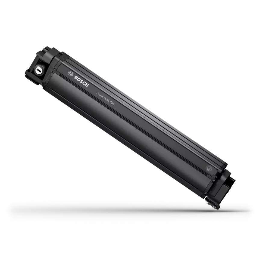 Bosch VAE batterie PowerTube 500 isolé sur fond blanc.