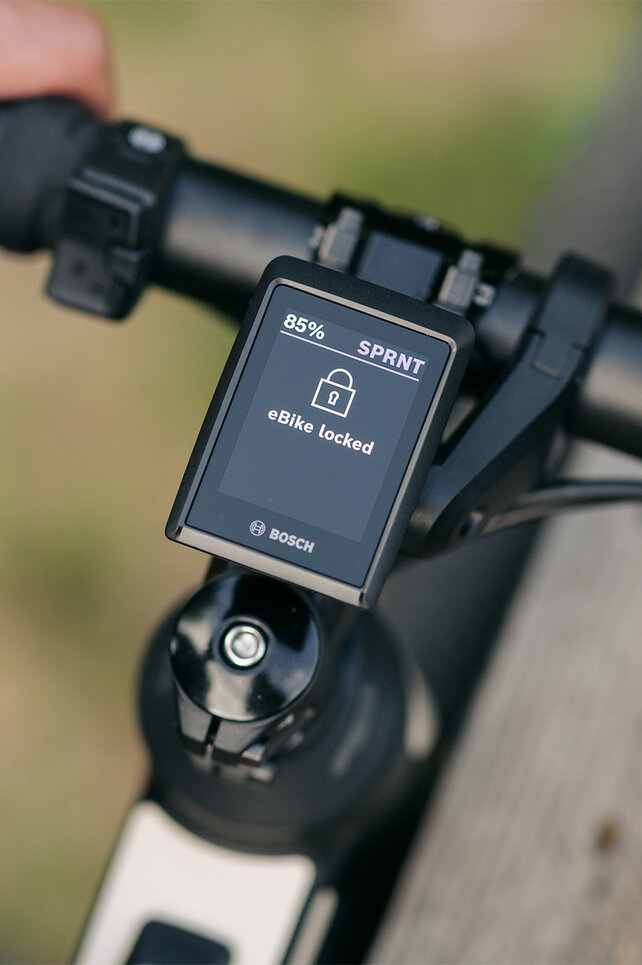 The Kiox display on an eBike indicates that the eBike is locked.